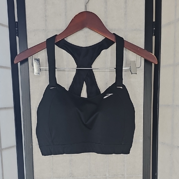 Brooks Jet Black Crossback Sports Bra Size 46DD - Picture 1 of 5